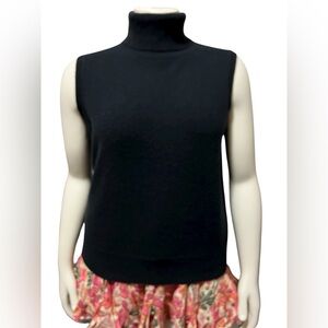 NWT Antonio Melani Size L Ivonne Mock Neck Cashmere Sweater Vest Black